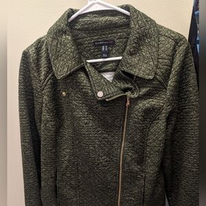Isaac Mizrahi Green Bomber Jacket with Textured Fabric